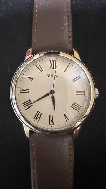 GUESS 손목시계 실버/브라운