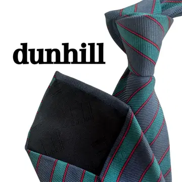 던힐 dunhill 다크 그린 네이비 넥타이 스트라이프 비즈니스맨