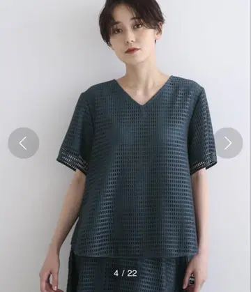 INDIVI 메쉬 레이스 반팔 티셔츠 38 사이즈 M