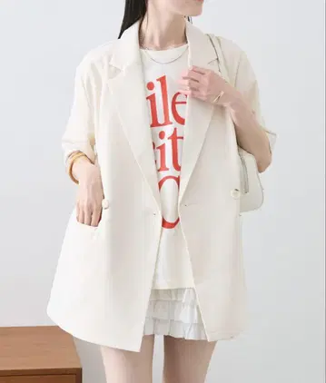 mystic 반팔 자켓 아이보리