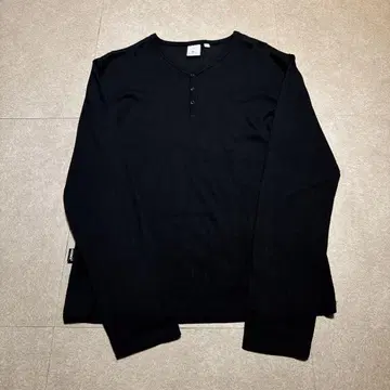 Avirex 롱 T 긴팔 티셔츠 헨리넥 블랙 XL