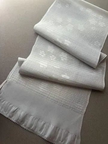 오비 장식 천 여름 명주 미사용 블루 그레이 기코