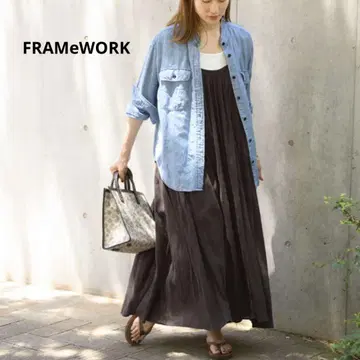 FRAMeWORK 면 린넨 샴브레이 워크 셔츠 색스 블루 2022SS