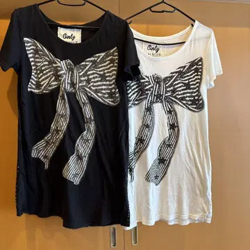 Only 리본 프린트 티셔츠 2장 세트