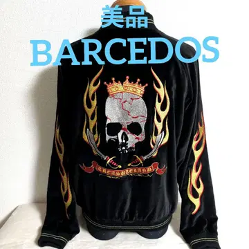 eh29 BARCEDOS 스컬 불꽃 블랙 벨벳 스카잔 남성용 L