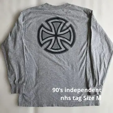 INDEPENDENT 긴팔 티셔츠 그레이 크로스 디자인