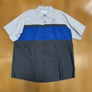 RED KAP 메르세데스 벤츠 워크 셔츠 그레이 블루 남성용 2XL