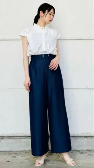 새상품급 플라스테 샴브레이 와이드 팬츠 S