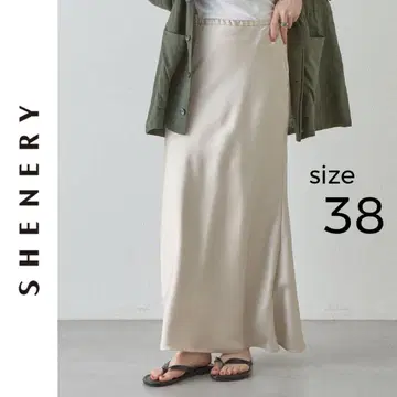 새상품 SHENERY 새틴 머메이드 스커트 시너리 38 베이지