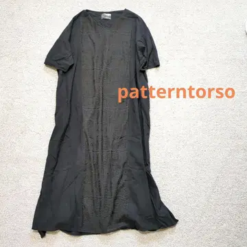 패턴 토르소 안티카 자수 디자인 원피스 마 혼방 크로스 스티치 블랙
