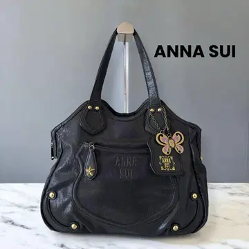 ANNA SUI 도리틀 가죽 숄더 토트 백 블랙 나비 참