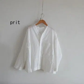 prit 프릿 화이트 노카라 빅 셔츠 size F