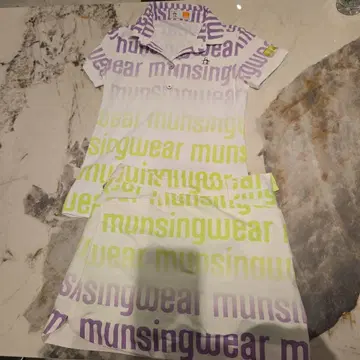 munsingwear 로고 피케 셔츠 화이트/그린/퍼플