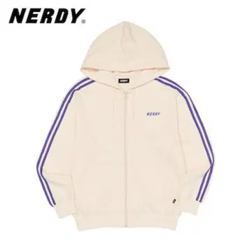NERDY 널디 사이드 라인 집업 후드티 후디 크림 S