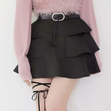M me eme 하이웨이스트 티어드 미니 스커트