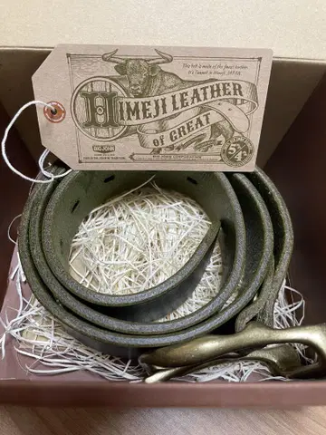 BIG JOHN 히메지 가죽 벨트 BELT 올리브 BIG JOHN