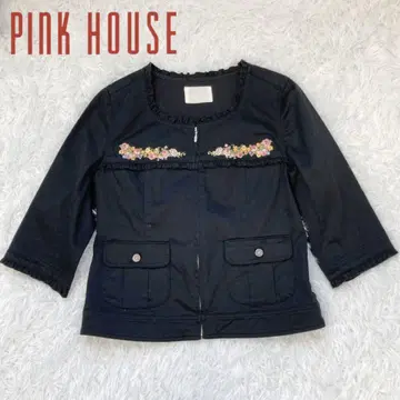 PINKHOUSE 핑크하우스 꽃무늬 블랙 자켓 프릴 자수 블루종