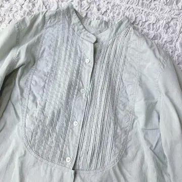 마가렛호웰 핀턱 블라우스 밴드 카라 그린 size3
