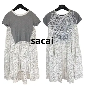 [미사용급] 사카이 sacai 앞뒤 2way 레이스 절개 플레어 원피스