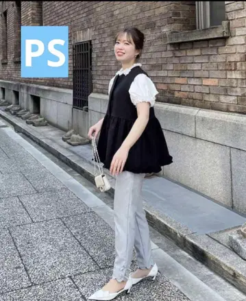 핏모어 밑단 스캘럽 리본 테이퍼드 팬츠 PS