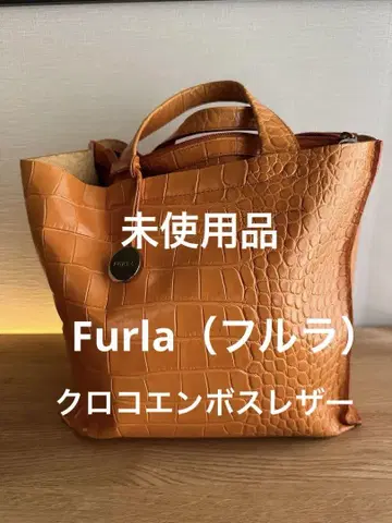 Furla (훌라) 크로코 엠보싱 가죽 토트백