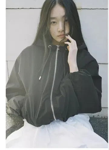 자라 밴딩 후드 자켓 블랙