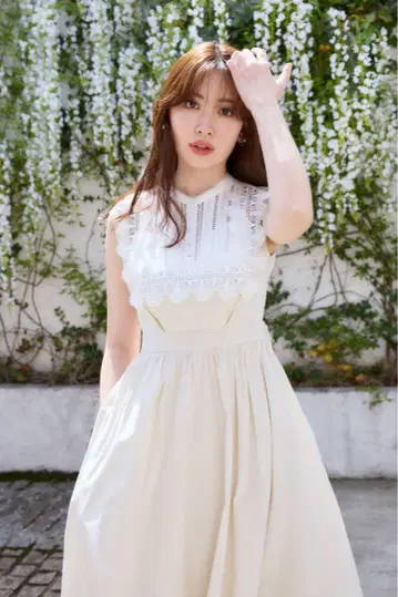 그녀의 입술에 그레이스 코튼 블렌드 롱 드레스