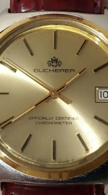 BUCHERER 부헤라 자동 감기 골드 다이얼 손목시계