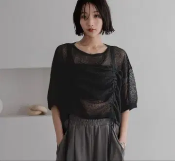 LOWRYS FARM 시어 로스트 니트 SS 블랙