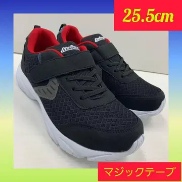 25.5cm 새상품 남성용 경량 벨크로 테이프 컬러 스니커즈 블랙 레드