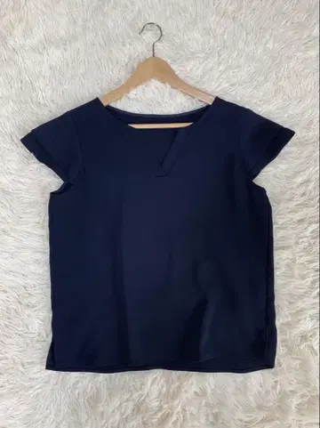 PLST 프렌치 슬리브 블라우스 네이비 사이즈 S