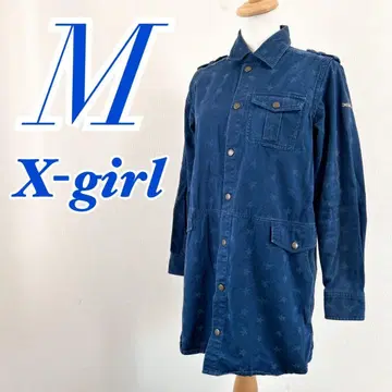 X-girl 데님 별 패턴 셔츠 M 사이즈 캐주얼 코디 예쁜 코디