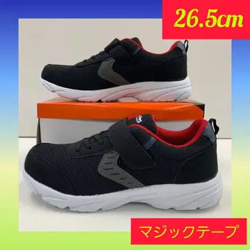 26.5cm 새상품 남성용 경량 벨크로 테이프 컬러 스니커즈 블랙 레드