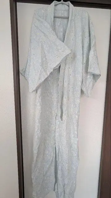 오쓰카 고후쿠 스카이블루 자수 레이스 여름 기모노