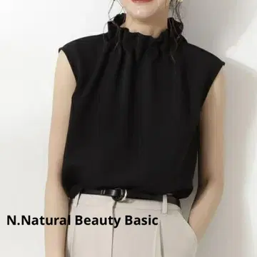 N.nbb 페이퍼백 프릴 슬리브리스 블랙