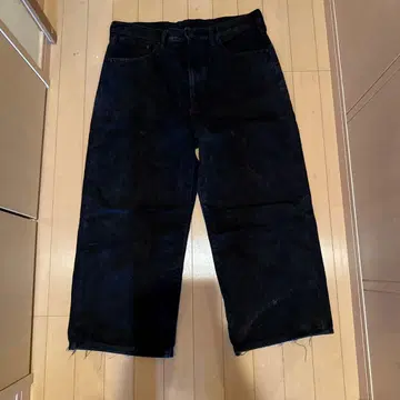 다크 블루 와이드 레그 데님