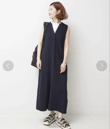 Spick & Span 리브 니트 원피스 네이비