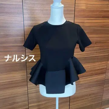 나르시스 블랙 페플럼 반팔 상의