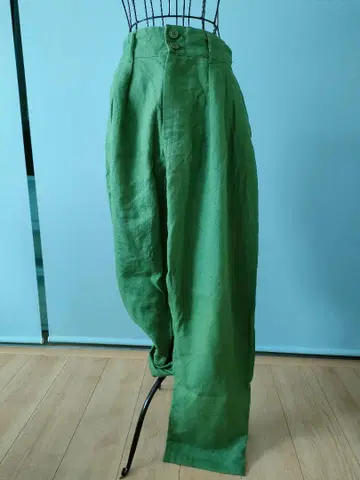 그린 와이드 팬츠 허리밴딩