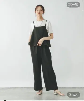 글로벌 워크 냉감 사로페*티셔츠 세트 블랙