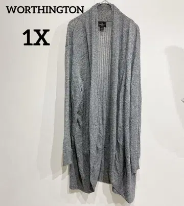WORTHINGTON 그레이 가디건 1X 루즈한 빅 사이즈 가디건