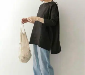 URBAN RESEARCH DOORS 린넨 튜닉 셔츠 블랙