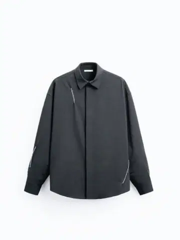 ZARA 셔츠 블랙 스티치 오버 남성용 자라