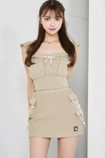 Darich 코르셋 후드 맨투맨 상의 안감 미니 스커트 FL 세트