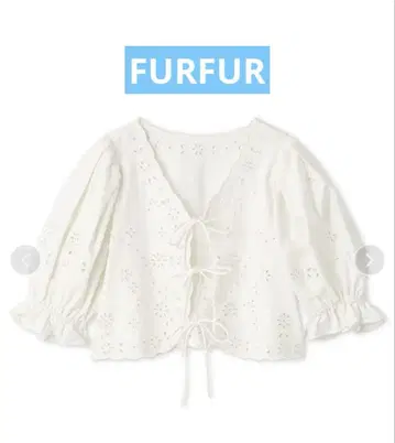 FURFUR 컷워크 자수 리본 블라우스