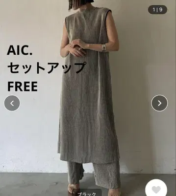 AIC. 셋업 배색 리브 팬츠 배색 리브 롱 원피스