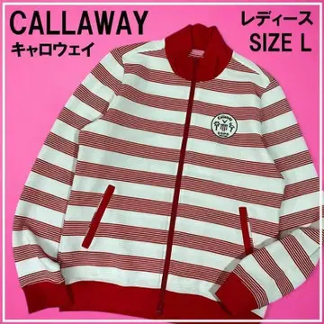 CALLAWAY 캘러웨이 니트 긴팔 지퍼 블루종 보더 레드 L