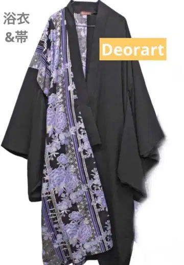 Deorart(디오라토) 유카타&오비 일본풍 패턴 절개 2개 세트