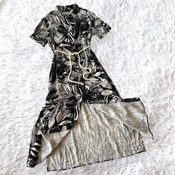 ZARA 자라 모노톤 동양인 패턴 셔츠 원피스 린넨
