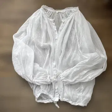 자라 zw 컬렉션 마오 칼라 태국 블라우스 화이트